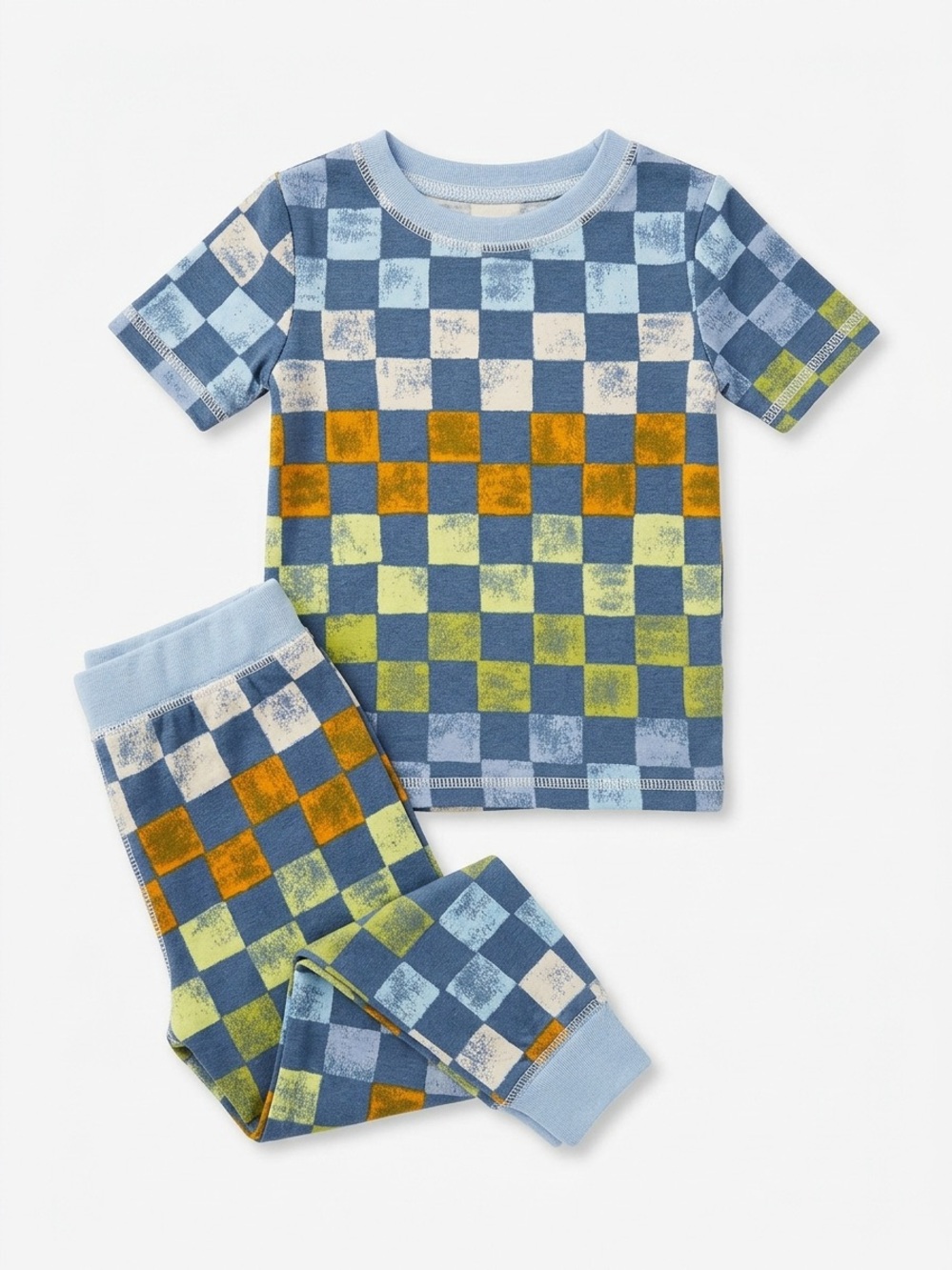 Sleep On It Kids Checkerboard Short Sleeve Pajama Set Size 7